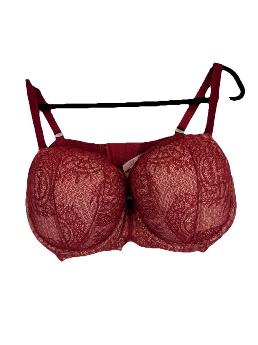 Victoria Secret Bra Laced Sz‎ 40DD/F90 Dream Angle Lined Demi Burgundy